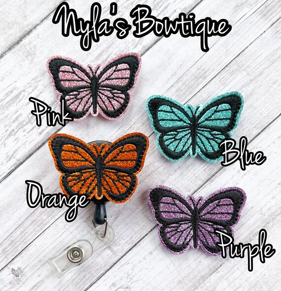 Butterfly Badge Reel, Nurse Badge Reel, Retractable ID Badge Holder, Pediatric Nurse ID Badge, Monarch Butterfly Badge Pull, Work Badge