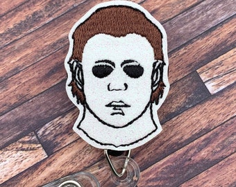 Michael Badge Reel, Halloween Badge Reel, Nurse Badge Reel, Retractable ID Badge Holder, Hospital ID Badge, Spooky Badge Reel, Horror Movies