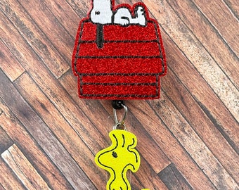 Beagle and Bird Badge Reel, Nurse Badge Reel, Teacher Badge Reel, Retractable ID Badge Holder, Cartoon Beagle Badge, Medical Badge Reel