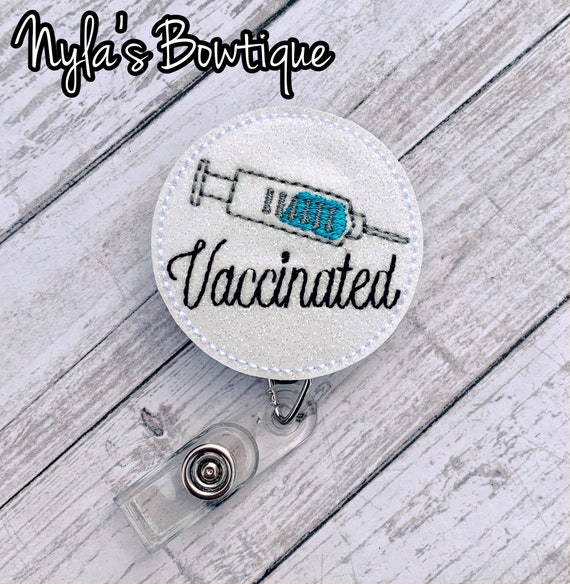 Vaccinated Badge Reel, Nurse Badge Reel, Retractable ID Badge