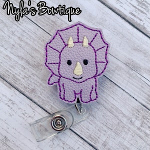 Dinosaur Badge Reel, Nurse Badge Reel, Retractable ID Badge Holder, Pediatric Nurse Badge Pull, Dinosaur ID Reel, Triceratops ID Badge