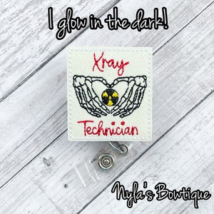 Xray Technician Badge Reel, Glow in the Dark Badge Reel, X-Ray Badge Reel, Nurse Badge Reel, Retractable ID Badge Holder, Skeleton Badge