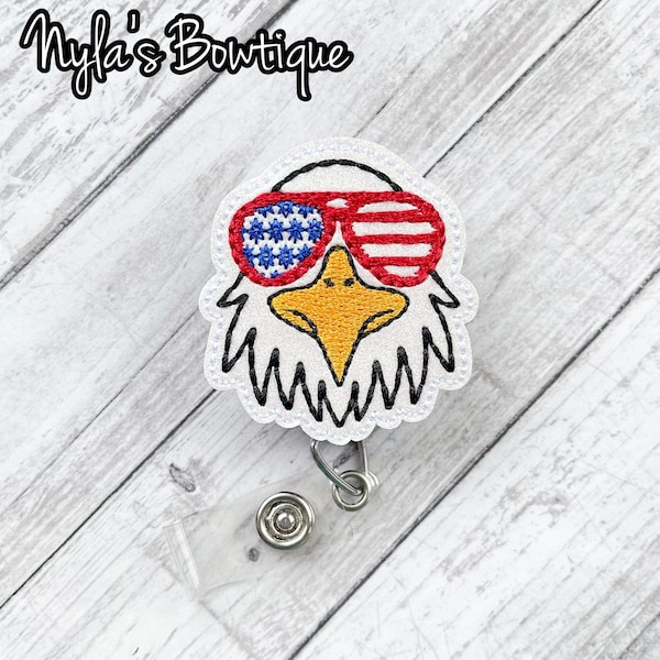 Bald Eagle Badge Reel, Patriotic Badge Reel, Nurse Badge Reel, Medical Badge Reel, Retractable ID Badge Holder, USA Flag Badge Reel, Work ID