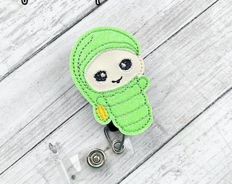 Glowing Worm Badge Reel, 80’s Kid Badge Reel, Glitter Nurse Badge Reel, Retractable ID Badge Holder, Medical Badge Reel, Healthcare Worker