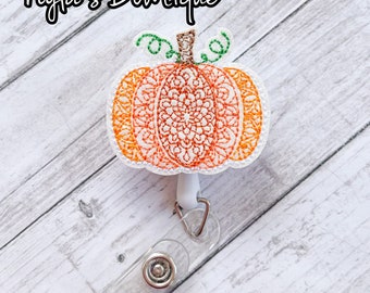 Pumpkin Badge Reel, Fall Badge Reel, Nurse Badge Reel, Teacher Badge Reel, Retractable ID Badge Holder, Autumn Badge Reel