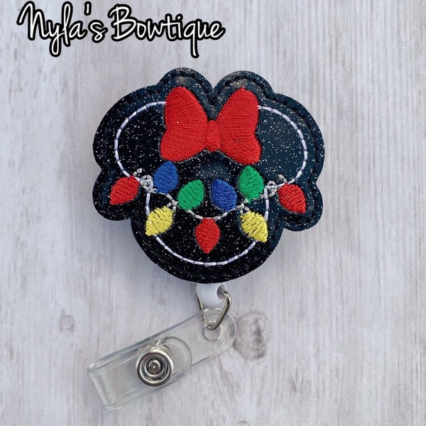 Porta credencial navideño, porta credencial de enfermera, porta credencial con luces navideñas, porta credencial retráctil, credencial de docente, enfermera pediátrica