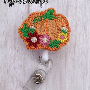 Pumpkin Badge Reel, Fall Badge Reel, Nurse Badge Reel, Teacher Badge Reel, Seasonal Badge Reel, Retractable ID Badge Holder, Nurse ID Reel