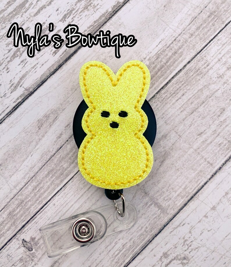 Nurse Badge Reel Retractable ID Badge Holder Easter Badge Reel Spring Badge Reel Bunny Badge Pull Peep Bunny Badge Reel