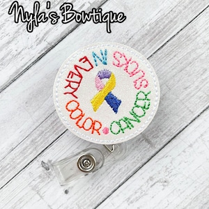Cancer Sucks in Every Color, Nurse Badge Reel, Cancer Awareness Badge Reel, Teacher Badge Reel, Retractable ID Badge Holder, Work Badge