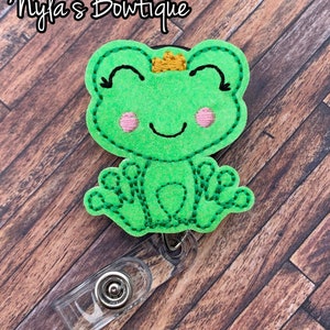 Frog Badge Reel, Princess Frog Badge Pull, Nurse Badge Reel, Retractable ID Badge Holder, Pediatric Nurse, Badge Topper, Teacher Badge Reel