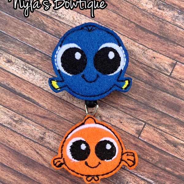 Nemo & Dory Badge Reel, Pediatric Nurse Badge Reel, Nurse Badge Reel, Finding Nemo Badge Pull, Retractable ID Badge Holder, Fish Badge Reel
