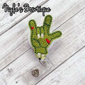 Halloween Badge Reel, Zombie Badge Reel, Nurse Badge Reel, Retractable ID Badge Holder, RN Badge Reel, ASL Badge Reel, Sign Language Badge