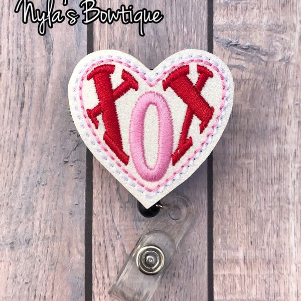 XOXO Badge Reel, Valentines Badge Reel, Nurse Badge Reel, Teacher Badge Reel, Retractable Badge Reel, Valentines Day Badge Holder