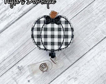 Fall Themed Nurse Badge Reel - Retractable With Ice Cream & Falling Leaves Design, Glitter Beaded Clip