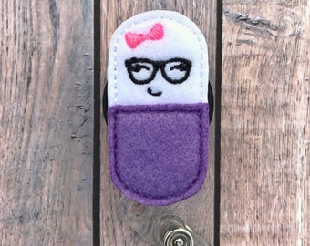 Pill Badge Reel, Geeky Pill Badge Reel, Nurse Badge Reel, Pharmacist Badge Reel, Pharmacy Tech, Retractable Badge Reel, ID Badge Holder