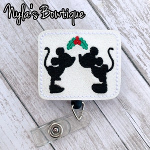 Mistletoe Badge Reel, Kissing Mice Badge Reel, Christmas Badge Reel, Nurse Badge Reel, Retractable ID Badge Holder, Medical Badge Reel