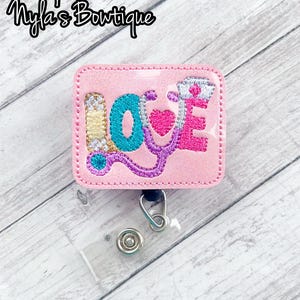 Glitter Nurse Badge Reel, Love Being a Nurse, Retractable ID Badge Holder, Pediatric Nurse ID Reel, Stethoscope Badge Reel, Bandage Badge