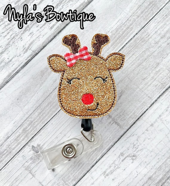 Reindeer Badge Reel, Christmas Badge Reel, Holiday Badge Reel