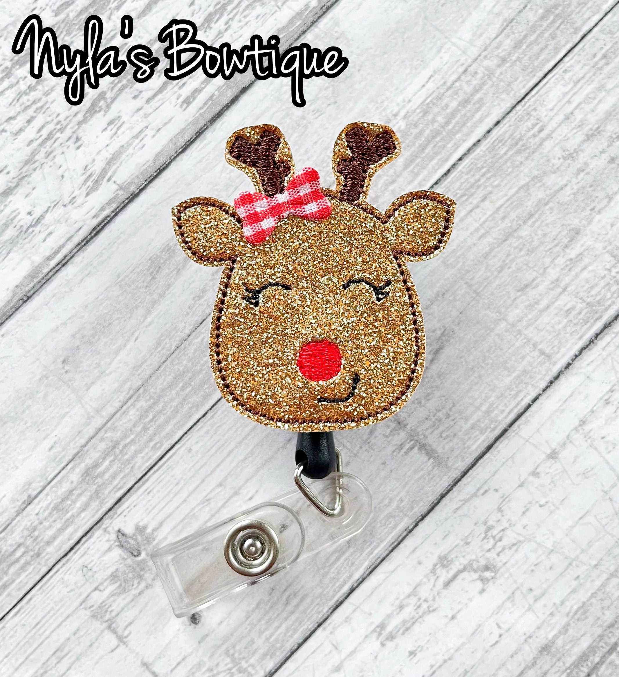 Reindeer Badge Reel, Christmas Badge Reel, Holiday Badge Reel