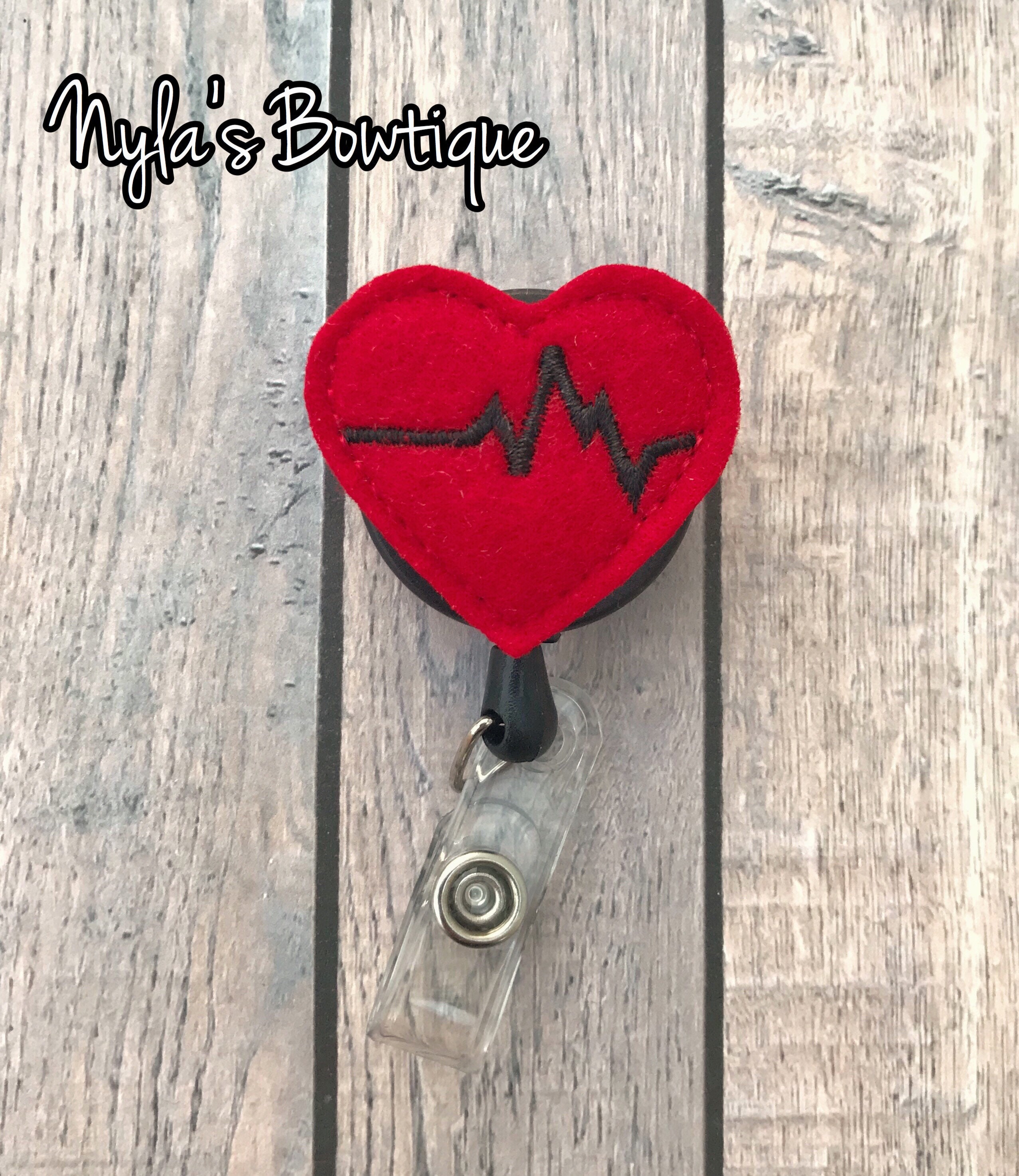 EKG Badge Reel, Nurse Badge Reel, EKG Heart Badge Reel, Heart Badge Reel,  Cardiology Badge Reel, Retractable Badge Reel, ID Badge Holder 