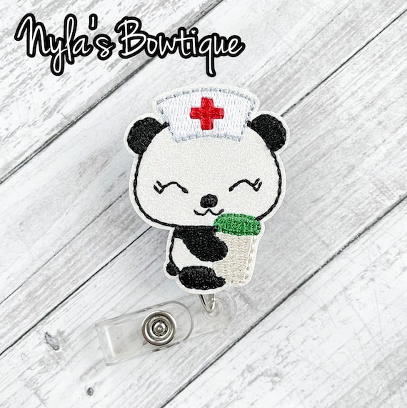 Bobine d'insigne de café Panda infirmière, insigne de café, porte