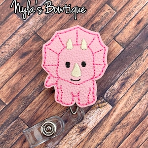 Dinosaur Badge Reel, Nurse Badge Reel, Retractable ID Badge Holder, Pediatric Nurse Badge Reel, Dinosaur ID Reel, Triceratops ID Badge