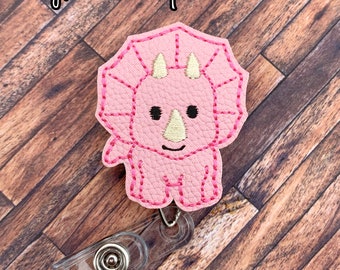 Dinosaur Badge Reel, Nurse Badge Reel, Retractable ID Badge Holder, Pediatric Nurse Badge Reel, Dinosaur ID Reel, Triceratops ID Badge