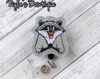 Raccoon Badge Reel, Nurse Badge Reel, Animal Badge Reel, Pediatric Nurse Badge, Retractable ID Badge Holder, Medical Badge Reel, Work Badge