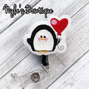 Penguin Badge Reel, Valentines Day Badge Reel, Nurse Badge Reel, PICU Nurse Badge Pull, Retractable ID Badge Holder