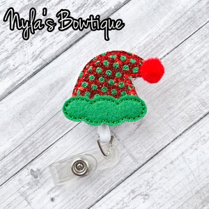 Santa Hat Badge Reel, Christmas Badge Reel, Nurse Badge Reel, Teacher ID Badge, Holiday Badge Reel, Retractable ID Badge Holder, Work Badge