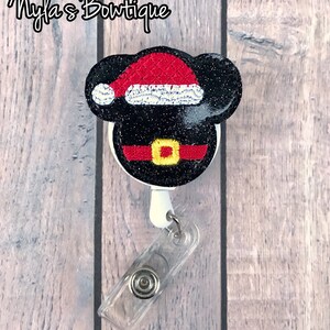 Christmas Badge Reel, Santa Mouse Badge Reel, Cute Badge Reel, Retractable ID Badge Holder, Pediatric Nurse Badge Reel, Medical Badge Reel
