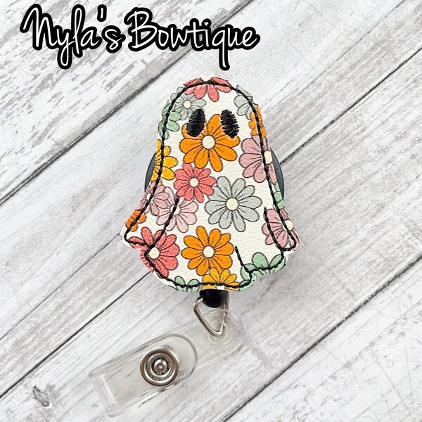 Halloween Badge Reel, Ghost Badge Reel, Nurse Badge Reel, Vintage Sheet Ghost, Teacher Badge Reel, Retractable ID Badge Holder, Work Badge