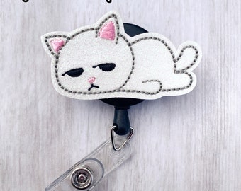 Tired Cat Badge Reel, Nurse Badge Reel, Retractable ID Badge Holder, Funny Badge Reel, Cat ID Reel, Sleepy Cat Badge Reel, Vet Badge Reel
