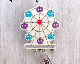 Ferris Wheel Badge Reel, Nurse Badge Reel, Retractable ID Badge Holder, Carnival Badge Reel, Pediatric Nurse Badge Reel