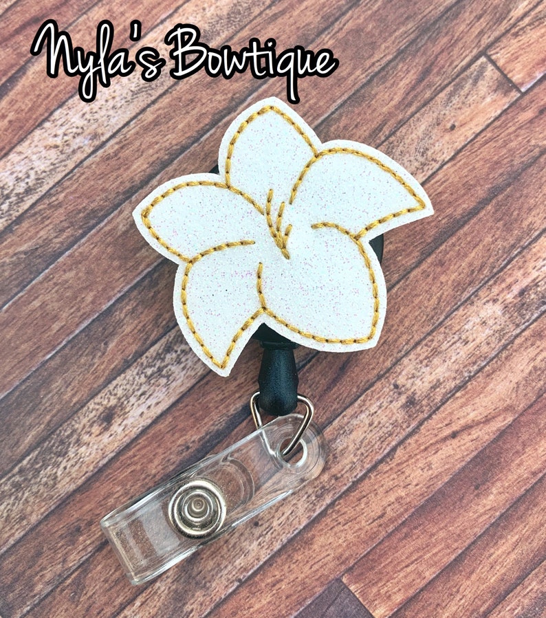 Magnolia Flower Badge Reel Retractable ID Badge Holder Flower ID Reel Mulan Flower Badge Reel Nurse Badge Reel Pediatric Nurse ID Badge