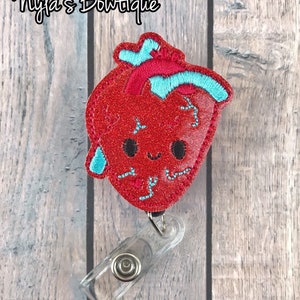 Glitter Heart Badge Reel, Nurse Badge Reel, Cardiology Badge Reel, Nurse ID Badge Reel, Anatomical Heart Badge Reel, RN Badge Reel