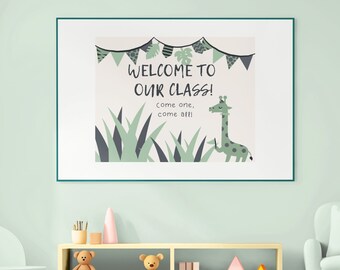 Welcome To Our Class Sign. Back To School Digital Download. First Day of School Sign. First Day of School Board. Safari Classroom.