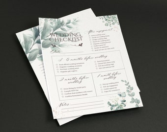Wedding Planning Checklist. Printable Wedding Planner Sheet. Digital Download. Check list for Wedding Card. Gift for Bride to Be.