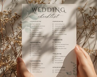 Wedding Planning Checklist. Printable Wedding Planner Sheet. Digital Download. Check list for Wedding Card. Gift for Bride to Be.