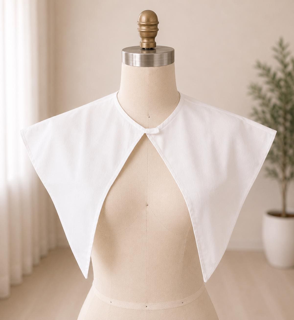 Handmade Pilgrim-Inspired Collar Classic White Cotton Collar