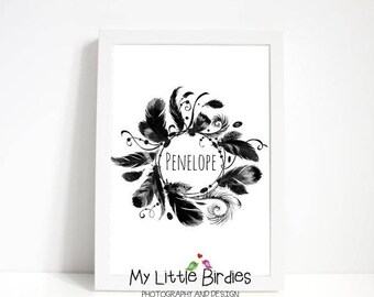 Monochrome Feather Wreath