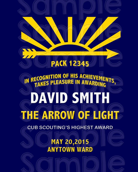 Arrow Of Light Award 110 Personalized Printable Digital Etsy