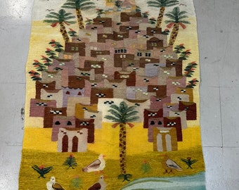 Woven Egyptian kilim tapestry wall hanging 35x48”