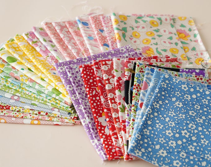 1930's Reproduction fabrics set- assortment of mix colour-fat 1/8th Bundle - 39 pieces