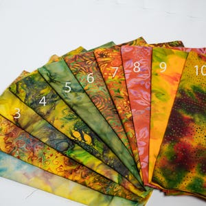 10pcs Batik Bundle 1/8th or Half Yard Single Color, Patchwork Fabric