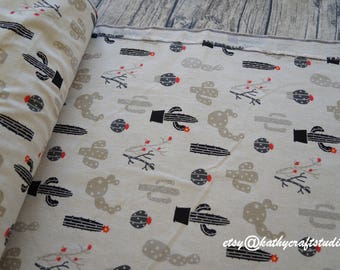 Half yard (45cm*150cm)-- Sewing cotton linen fabric--cute cactus pattern