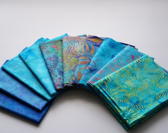Fat Eighth Bali Assortment Bundle - 10 Different Pieces - Hand Dyed Bali Batik Cotton Quilt Fabric
