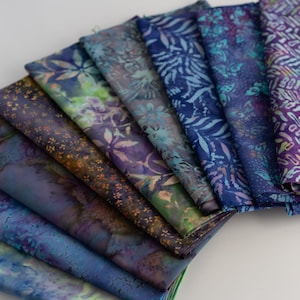 Fat Eighth Bali Assortment Bundle - 10 Different Pieces - Hand Dyed Bali Batik Cotton Quilt Fabric