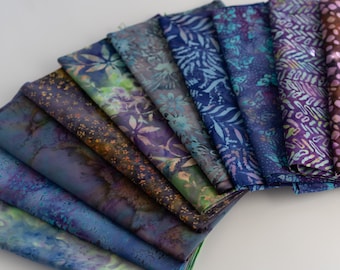Fat Eighth Bali Assortment Bundle - 10 Different Pieces - Hand Dyed Bali Batik Cotton Quilt Fabric
