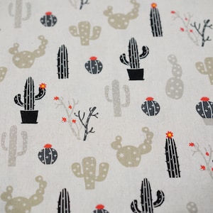 Half yard 45cm150cm Sewing cotton linen fabriccute cactus pattern image 2